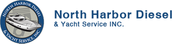 A blue and black logo for north haven public utilities.